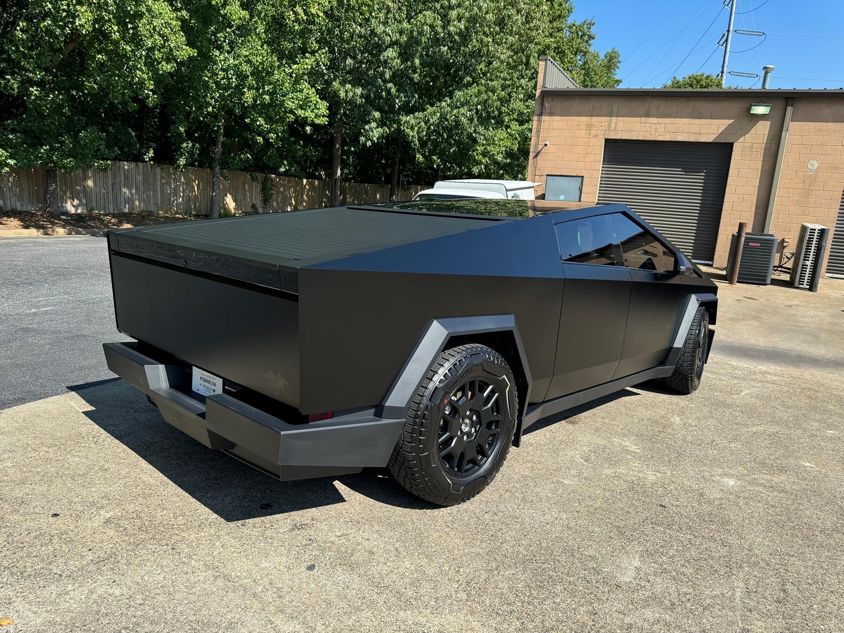 Tesla Cybertruck BLACK Vinyl Wrap & PPF Cybertruck -- Photos & Videos STEK %22DYNOBlack%22 Matte Black PPF 2