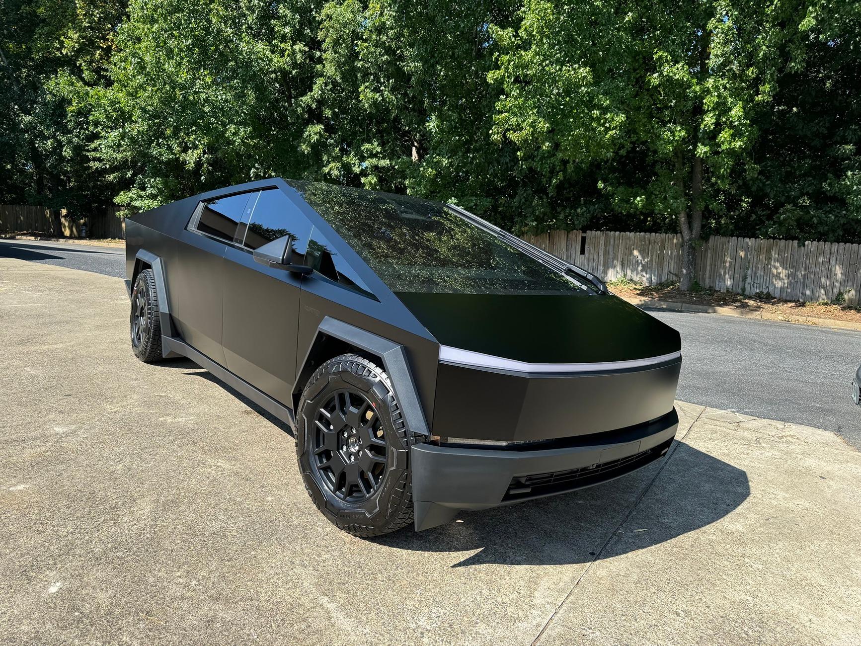 Tesla Cybertruck BLACK Vinyl Wrap & PPF Cybertruck -- Photos & Videos STEK %22DYNOBlack%22 Matte Black PPF 3