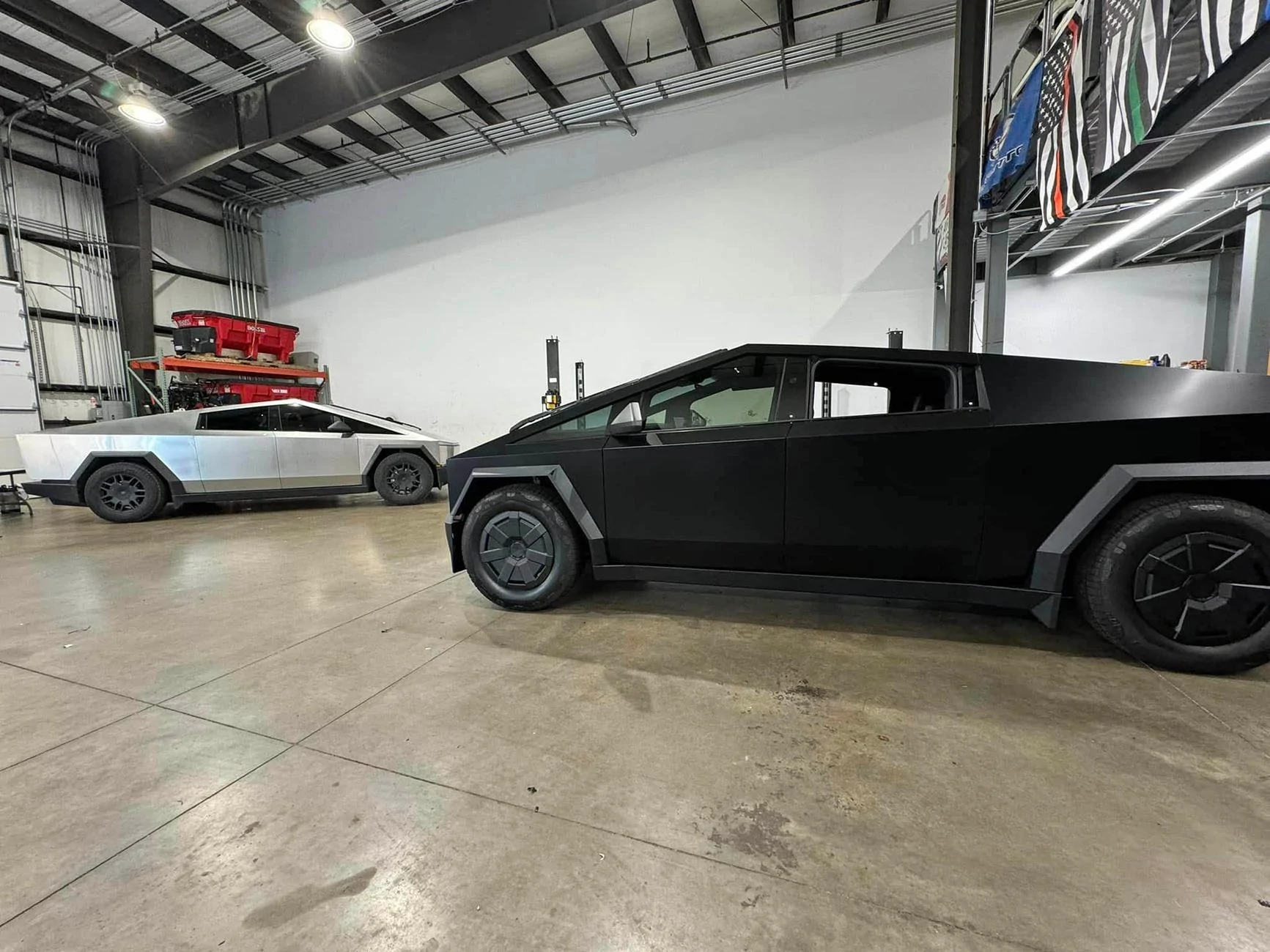 Tesla Cybertruck Core Wheels on Black PPF Wrapped Cybertruck Core Wheels Llumar Satin PPF Wrap Cybertruck 1