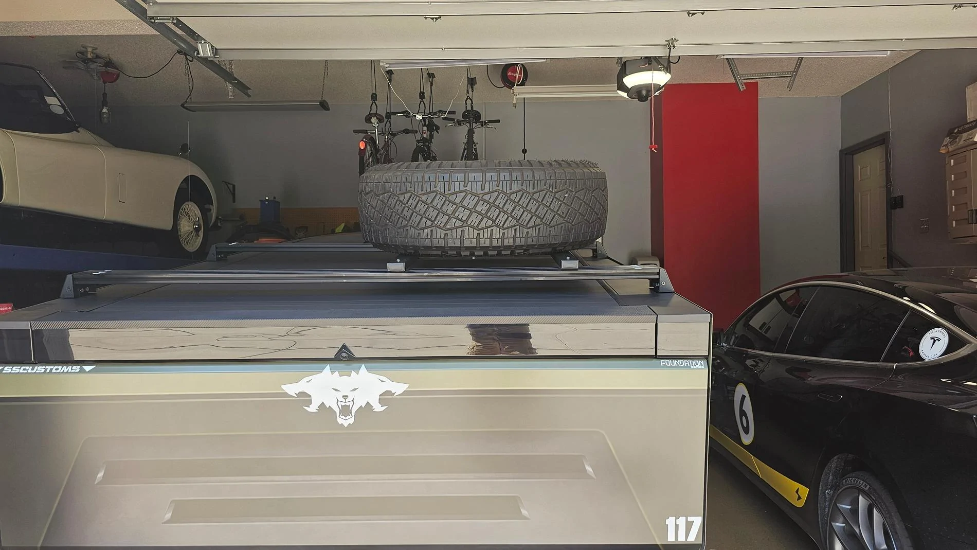 Tesla Cybertruck DIY built Baja Tire Rack 20240827_120611