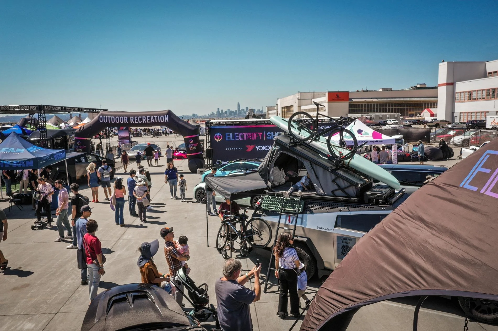 Tesla Cybertruck Excited to share Urander V2 Rack Kit and 270° Awning -- unveiled @ Electrify Expo SF! ElecExpo-1