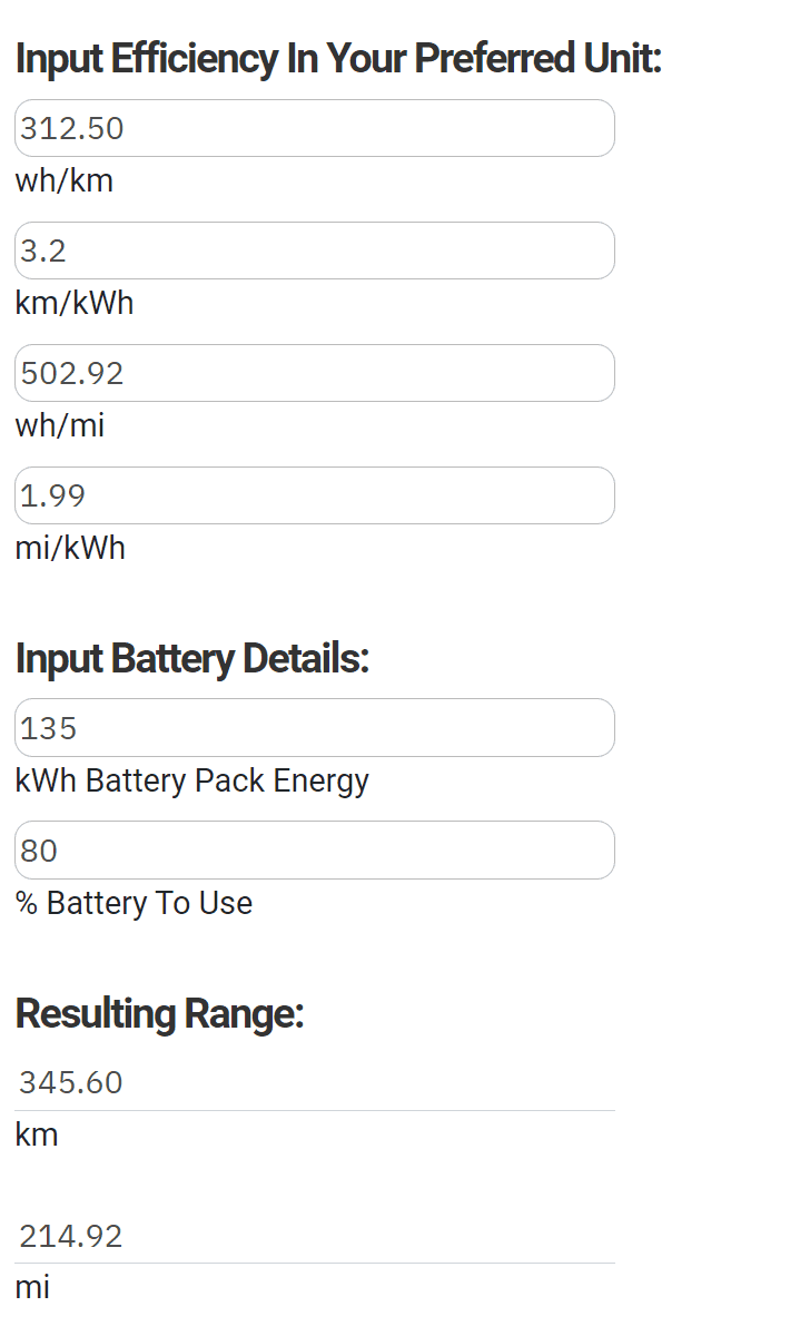 Tesla Cybertruck New Online EV Efficiency Unit & Range Converter 1724797629285-y