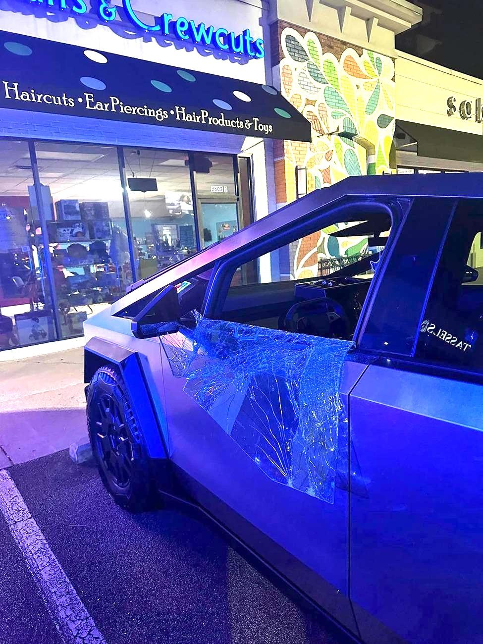 Tesla Cybertruck Thief Breaks In by Peeling Window Open on Cybertruck 456517148_10163698418971521_1488186801239216887_n (1)