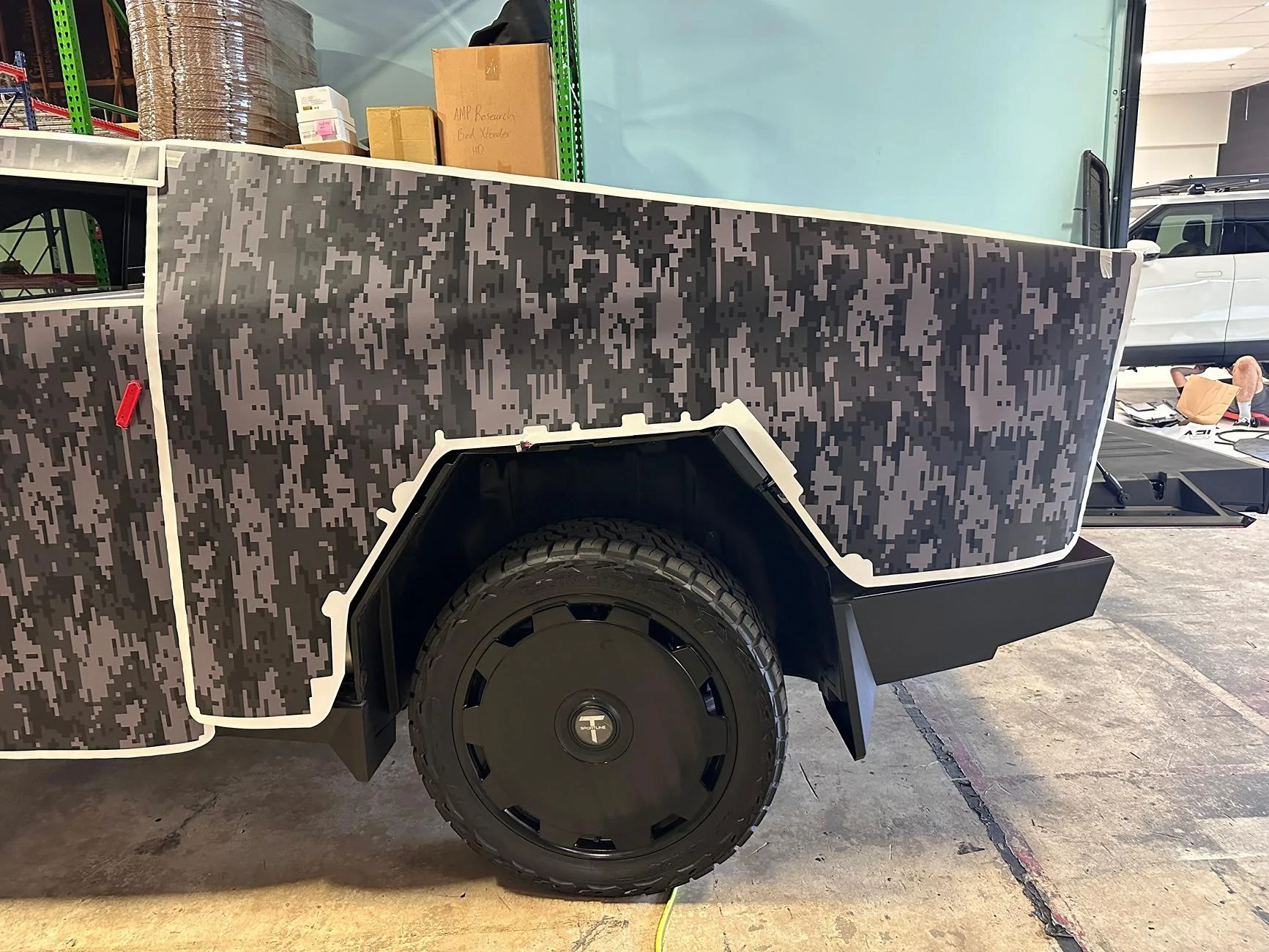 Tesla Cybertruck New Digi-Camo Films available in DIY kits, Black/Gray or Blue Shades -- T Sportline IMG_5968