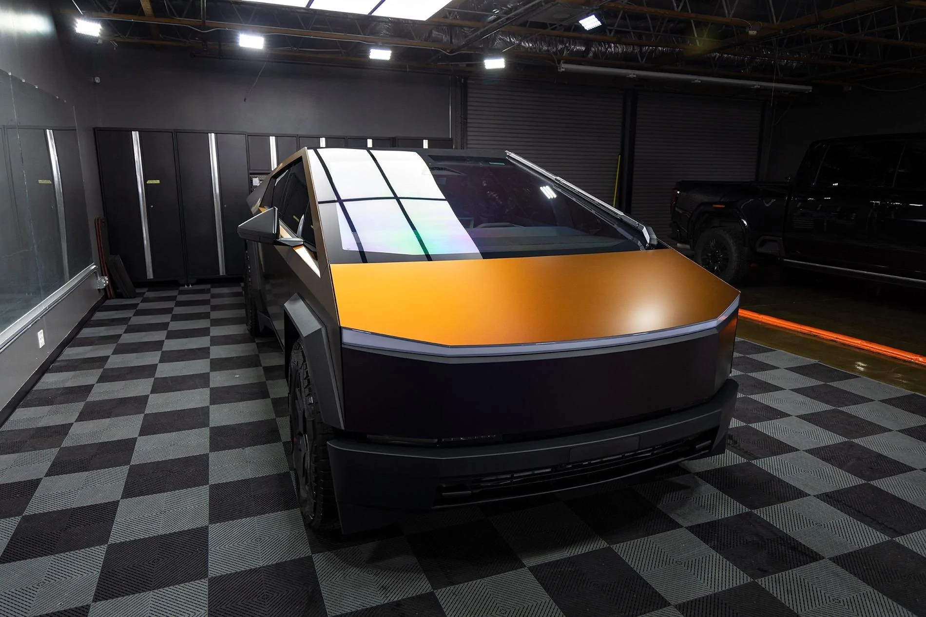 Tesla Cybertruck COLOR SHIFT / FADE / CHAMELEON Vinyl Wrap & PPF Cybertruck -- Photos & Videos Avery Dennison SW900 Satin Roaring Thunder vinyl wrap on Cybertruck 8