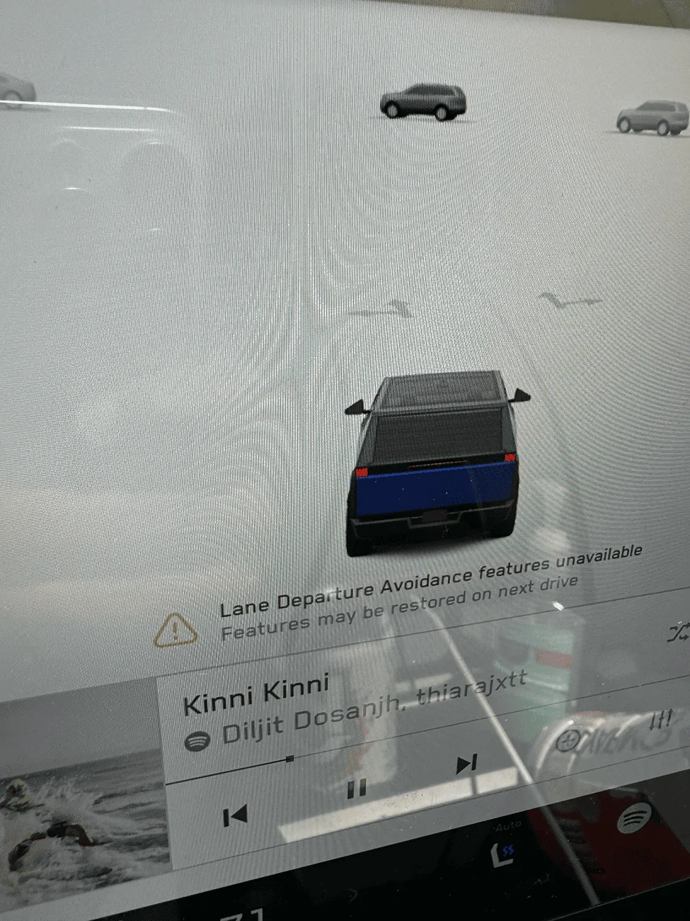 Tesla Cybertruck Lane departure avoidance features unavailable error message? 2024.26.11 update tempImageN8dj4B