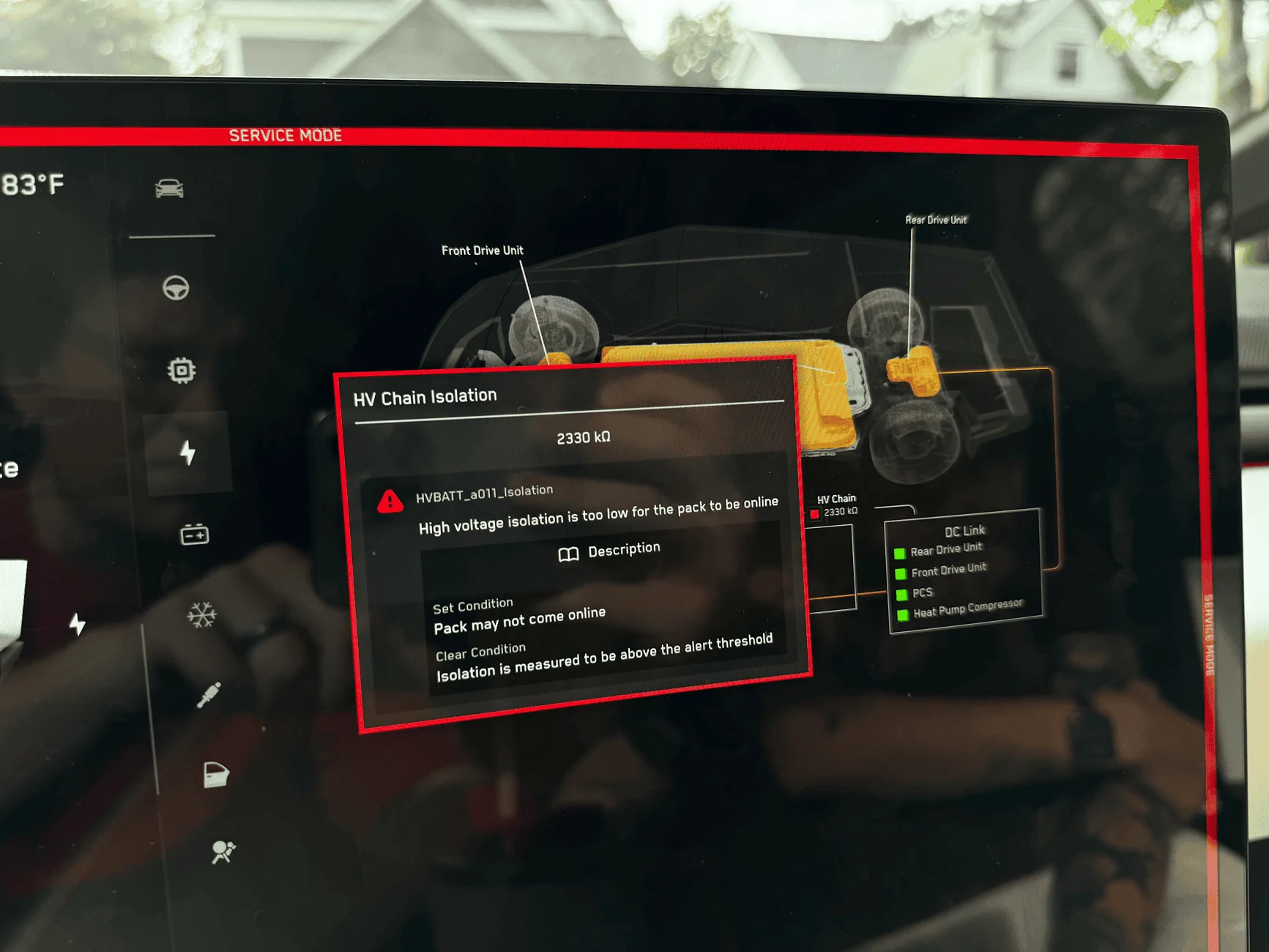 Tesla Cybertruck Tesla towed my Cybertruck tonight— HV Isolation Errors IMG_4608 copy