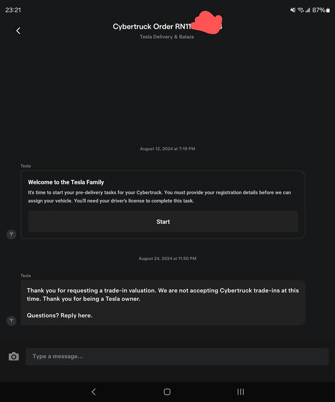 Tesla Cybertruck Tried to trade in my AWD to a Beast... Screenshot_20240829_232145_Tesla