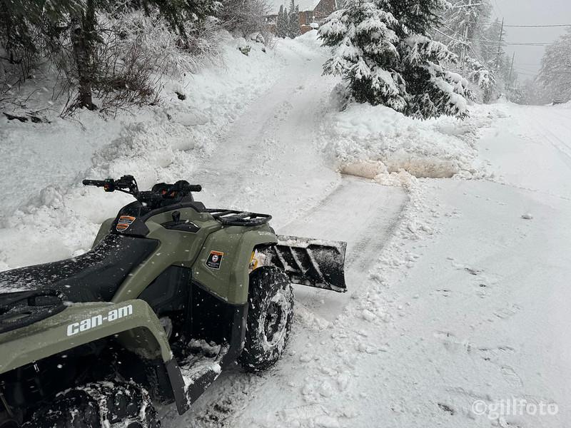 Tesla Cybertruck First Snowplow installed on a Cybertruck Tidy Up ATV 