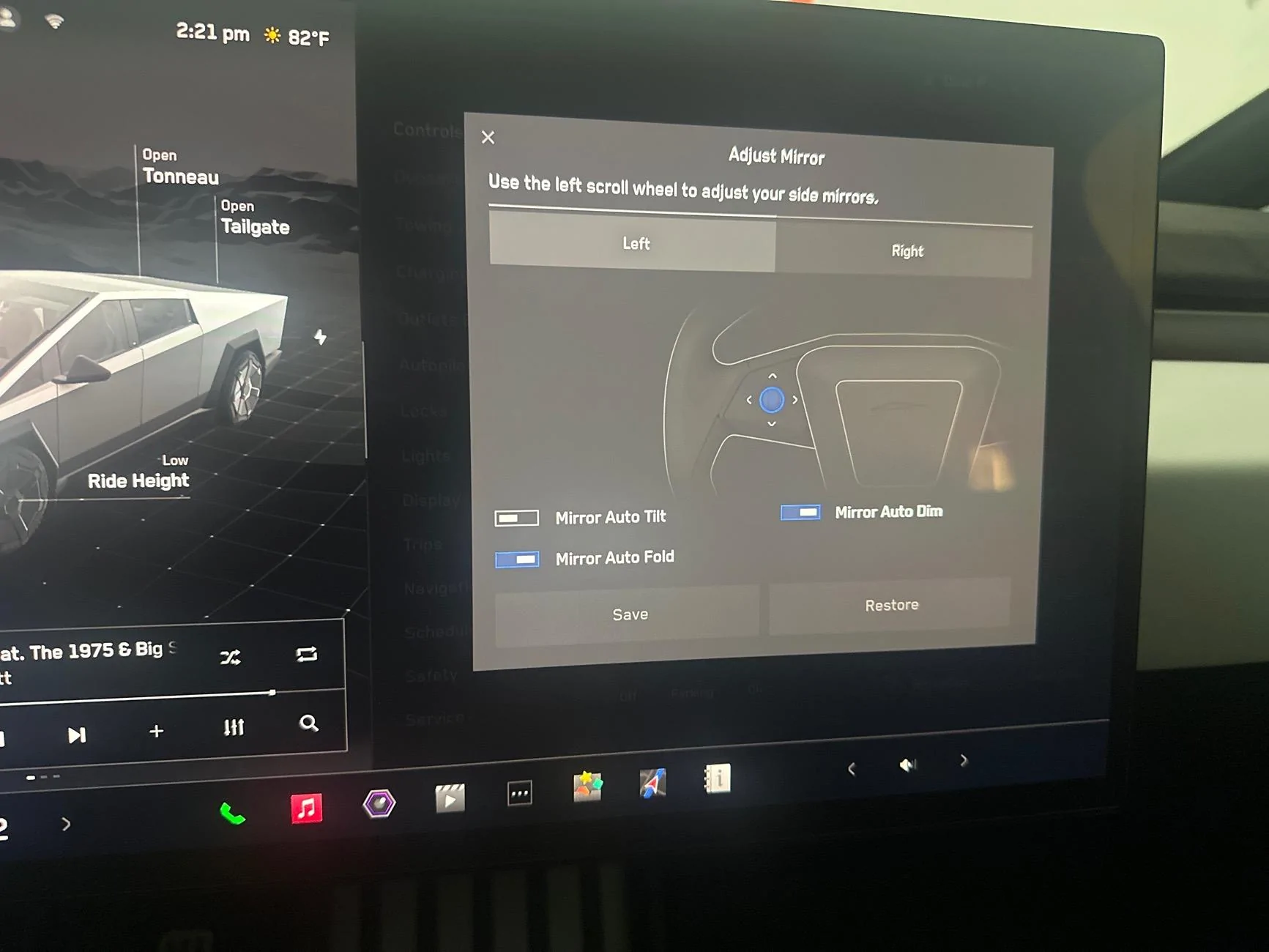 Tesla Cybertruck Disable side mirror auto tilt ? imag