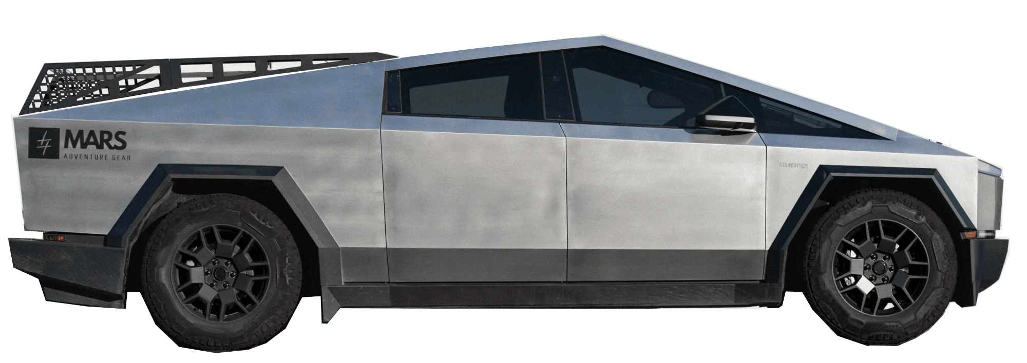 Tesla Cybertruck Introducing the Cyberlanding Kit with Easy Truck Bed Access: Mars Expedition Rack System cybertruck-rack-mount-alternative2