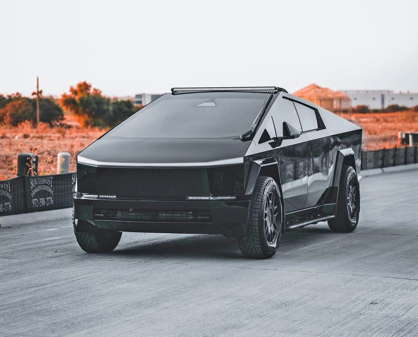 Tesla Cybertruck BLACK Vinyl Wrap & PPF Cybertruck -- Photos & Videos Gloss Black Wrapped Flares & Bumpers + Wheel Spacers + Tsportline Light Bar 4