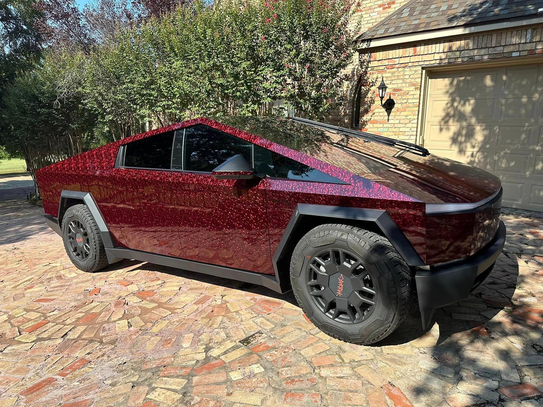 Tesla Cybertruck STEK DynoForged Red Wine PPF wrap on Cybertruck STEK DynoForged Red Wine PPF wrap 1
