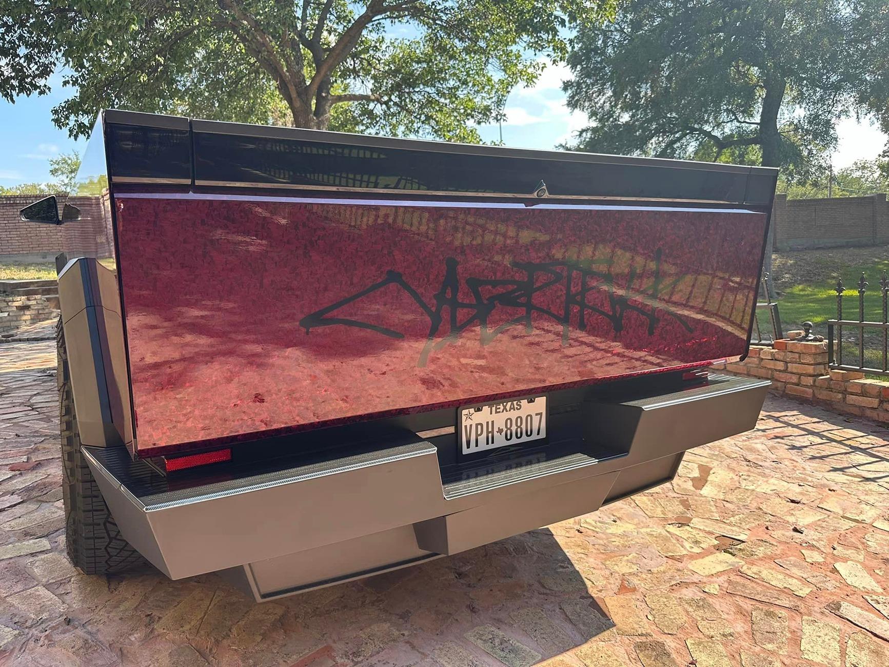 Tesla Cybertruck STEK DynoForged Red Wine PPF wrap on Cybertruck STEK DynoForged Red Wine PPF wrap 4