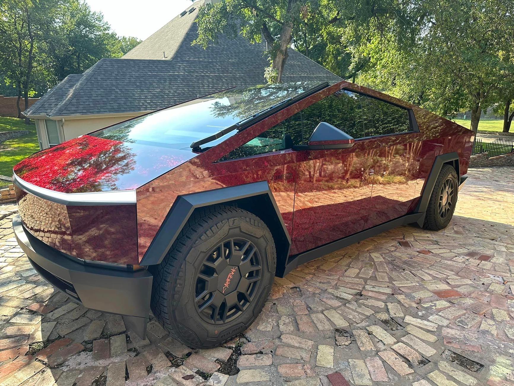 Tesla Cybertruck STEK DynoForged Red Wine PPF wrap on Cybertruck STEK DynoForged Red Wine PPF wrap 5