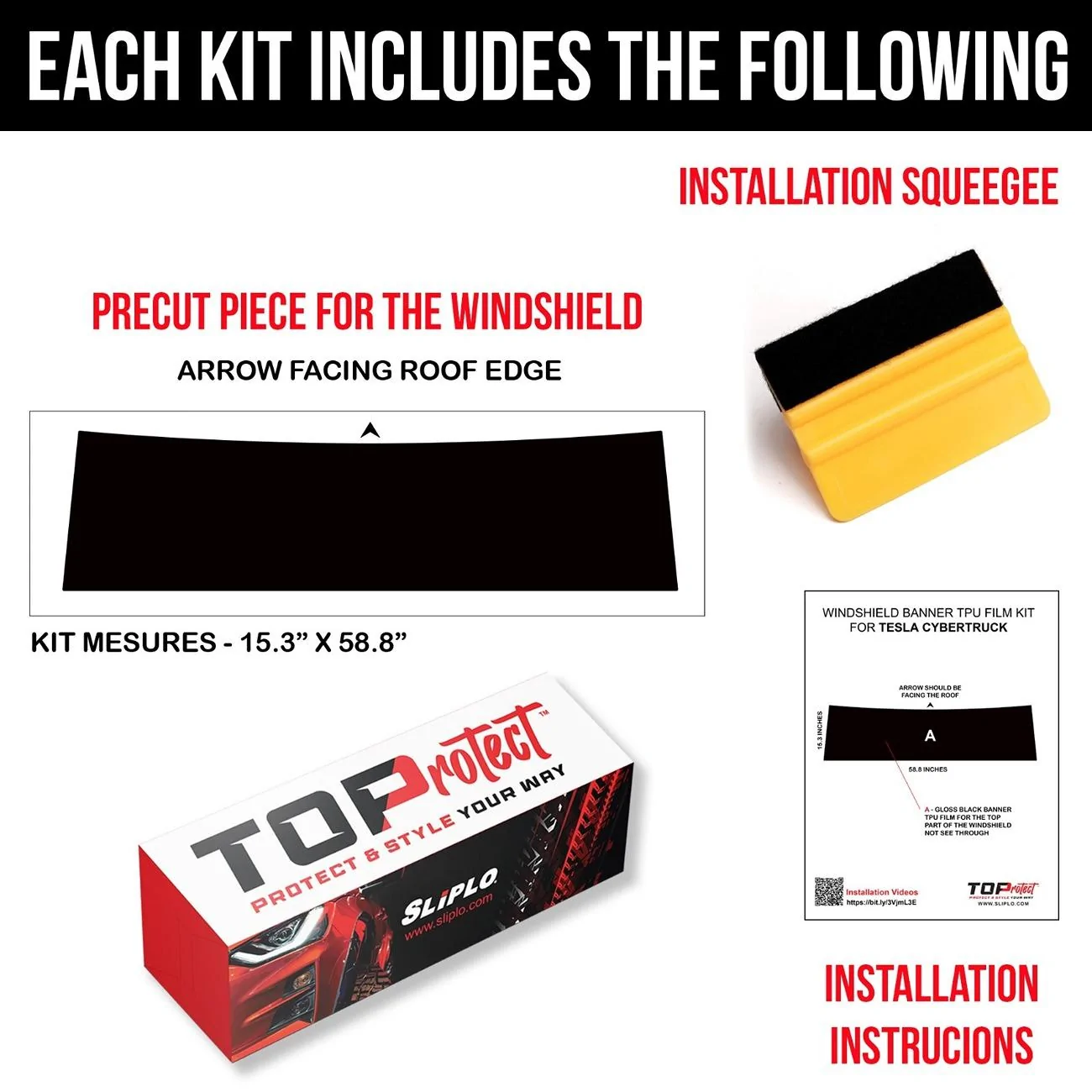 Tesla Cybertruck 🌟DIY Windshield Sun Visor Banner Kit - Look COOL while Shielding your EYES🚗 TESLA cybertruck sunshade front windshield banner paint protection film glass sun cover stick
