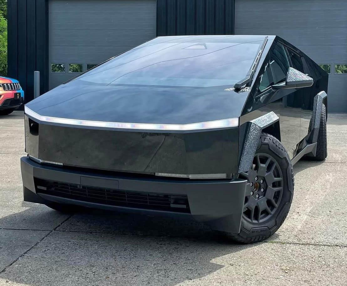 Tesla Cybertruck BLACK Vinyl Wrap & PPF Cybertruck -- Photos & Videos Gloss Black Wrap + Damascus pattern vinyl  5