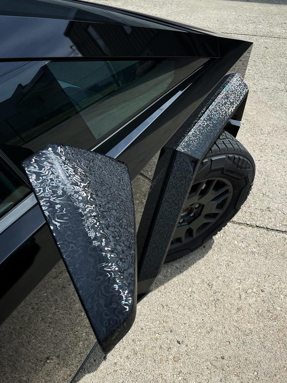 Tesla Cybertruck BLACK Vinyl Wrap & PPF Cybertruck -- Photos & Videos Gloss Black Wrap + Damascus pattern vinyl  2