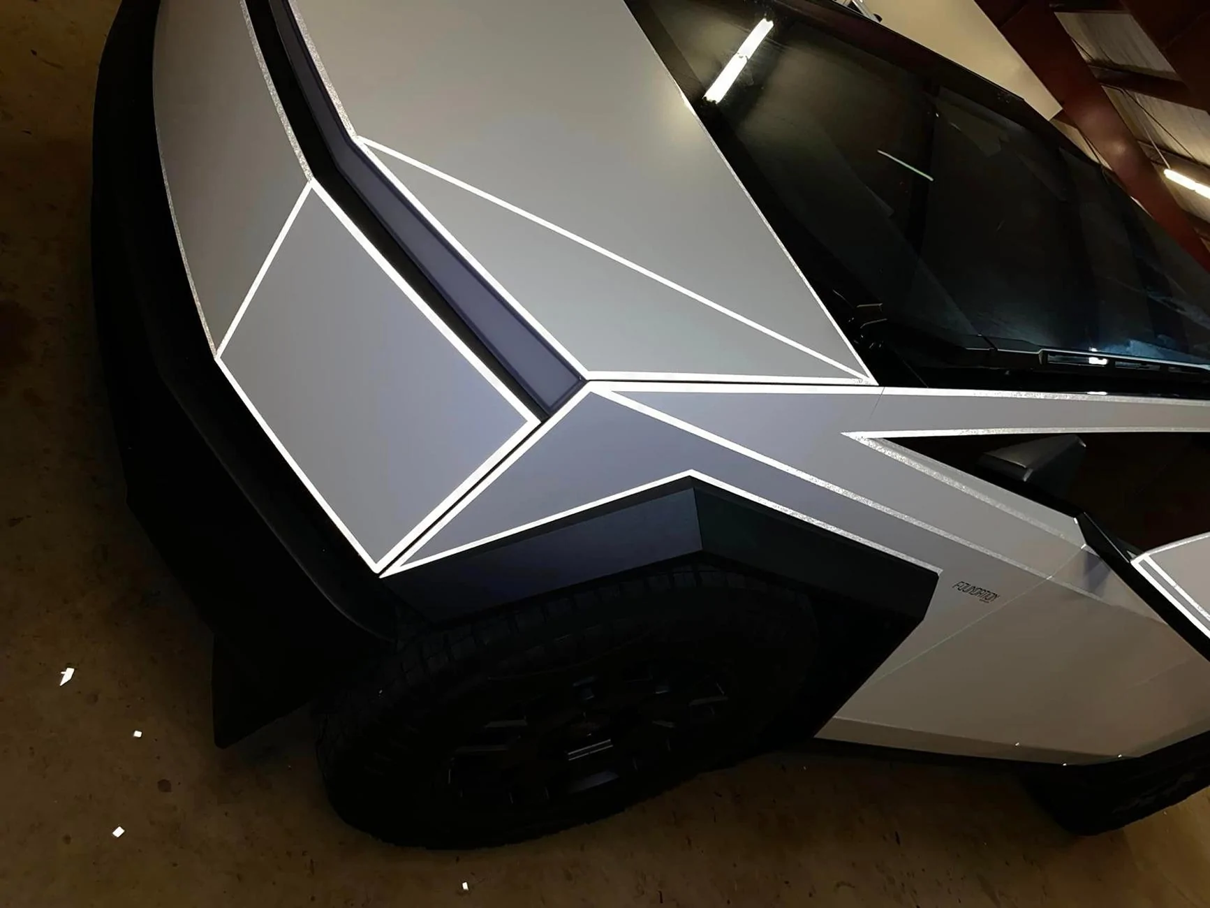 Tesla Cybertruck WHITE Vinyl Wrap & PPF Cybertruck -- Photos & Videos 3M Matte White Vinyl Wrap + 3M white reflective tape = %22tron%22 look 3
