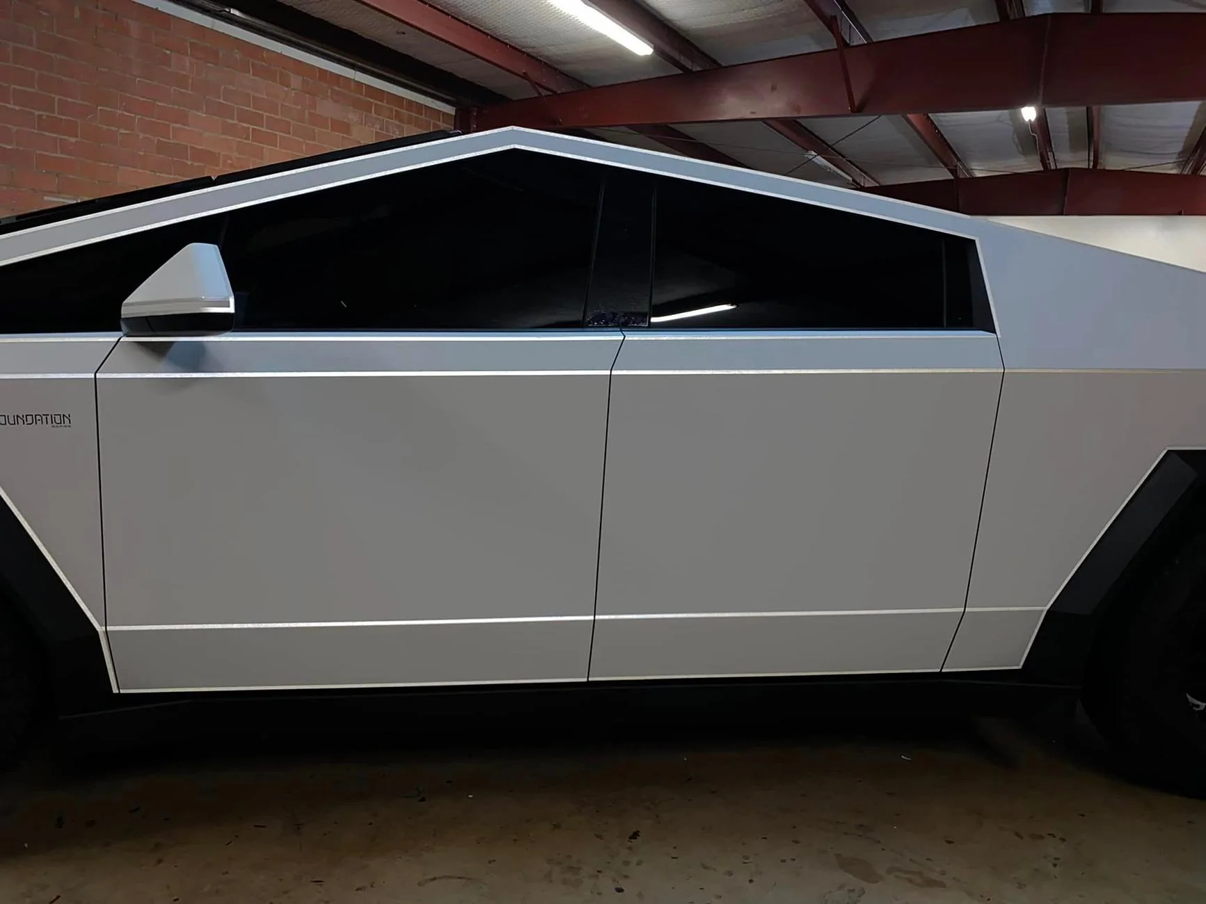 Tesla Cybertruck WHITE Vinyl Wrap & PPF Cybertruck -- Photos & Videos 3M Matte White Vinyl Wrap + 3M white reflective tape = %22tron%22 look 2
