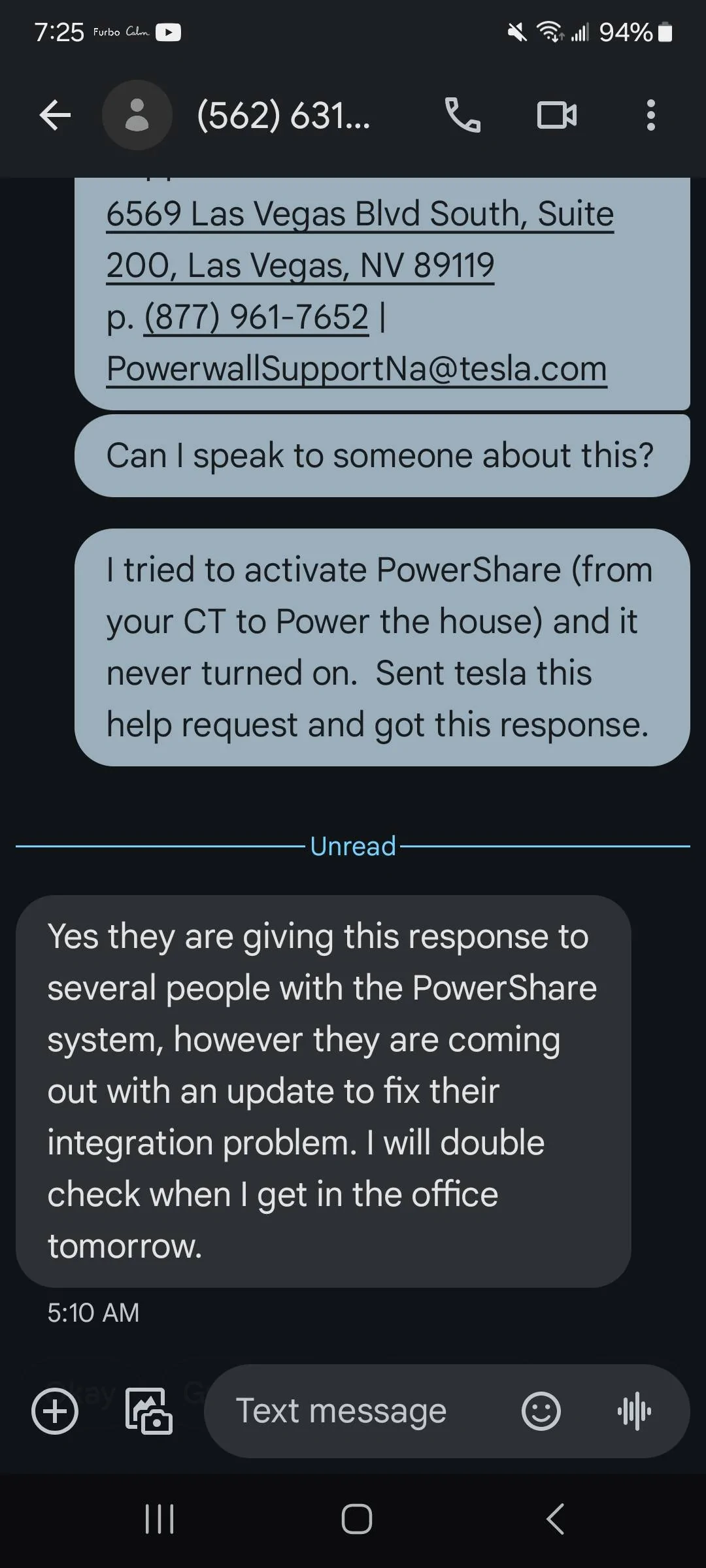 Tesla Cybertruck Powershare Team Response - FINALLY Screenshot_20240909_072527_Messages