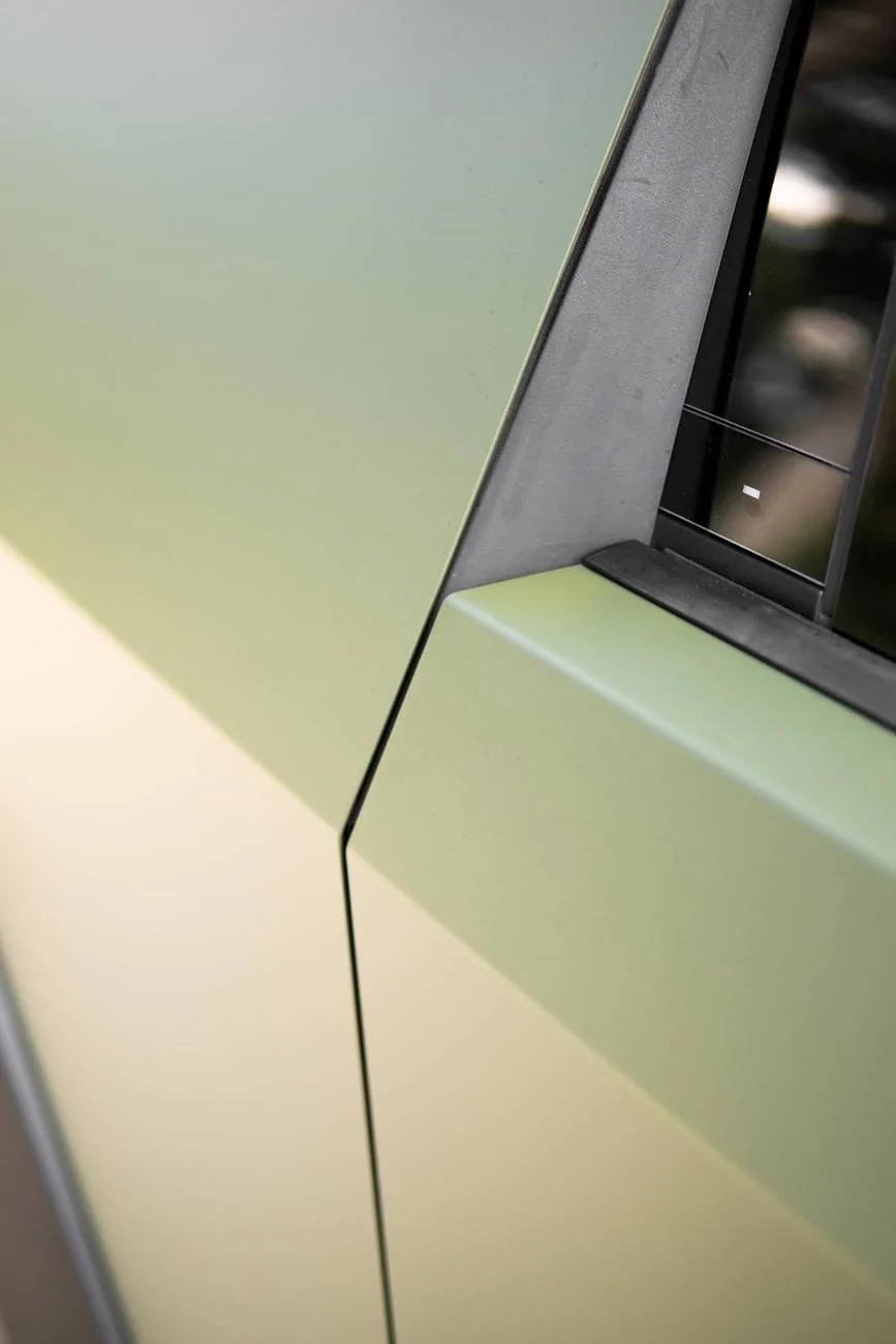 Tesla Cybertruck GREEN Vinyl Wrap & PPF Cybertruck -- Photos & Videos Frozen Matte Army Green Wrap (Inozeteks PPF) on Cybertruck Cyberbeast 2