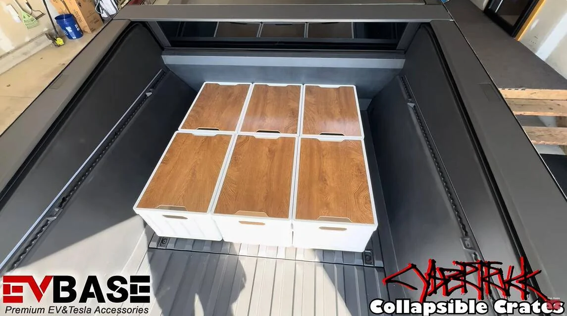 Tesla Cybertruck New cybertruck accessories coming ：EV Collapsible Crates Magic! 1726043103990