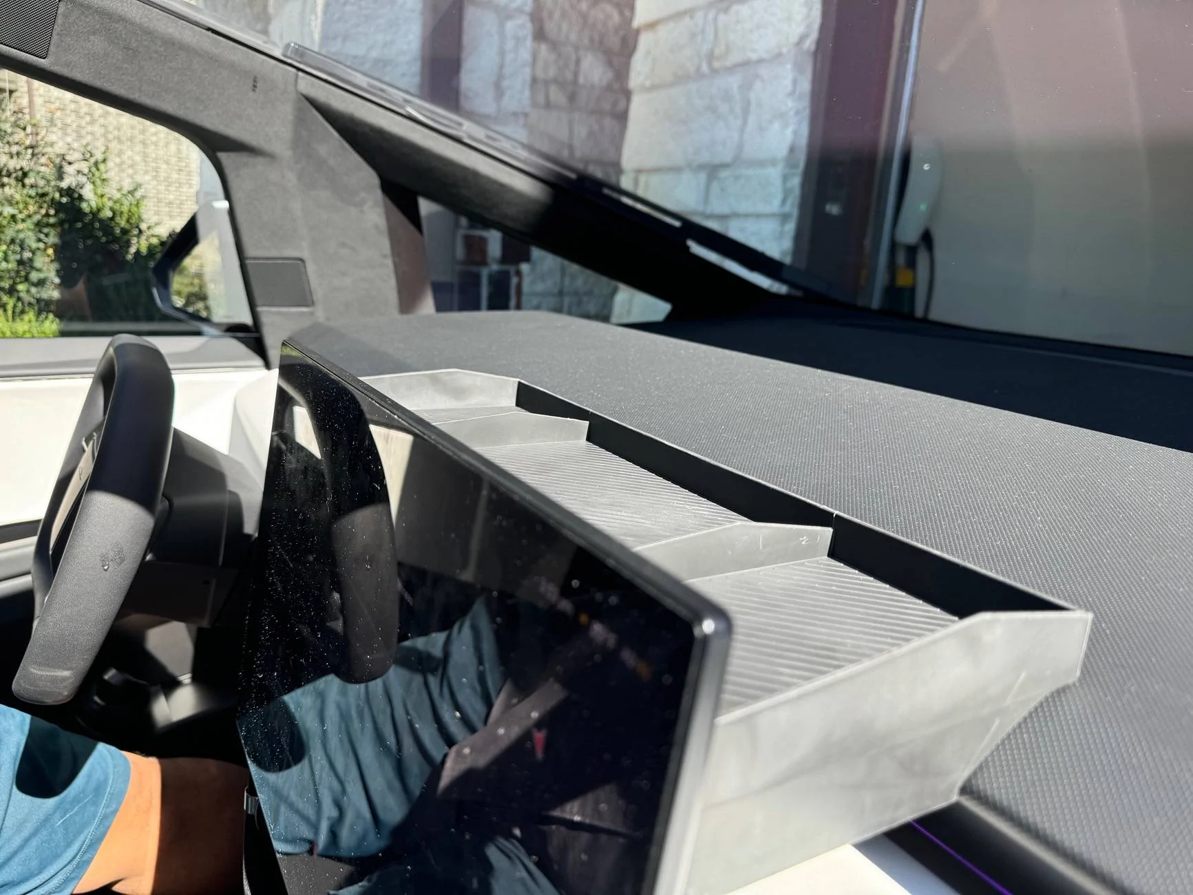 Tesla Cybertruck Center Console Organizer Behind Screen Storage Box prototype from Basenor IMG_7155