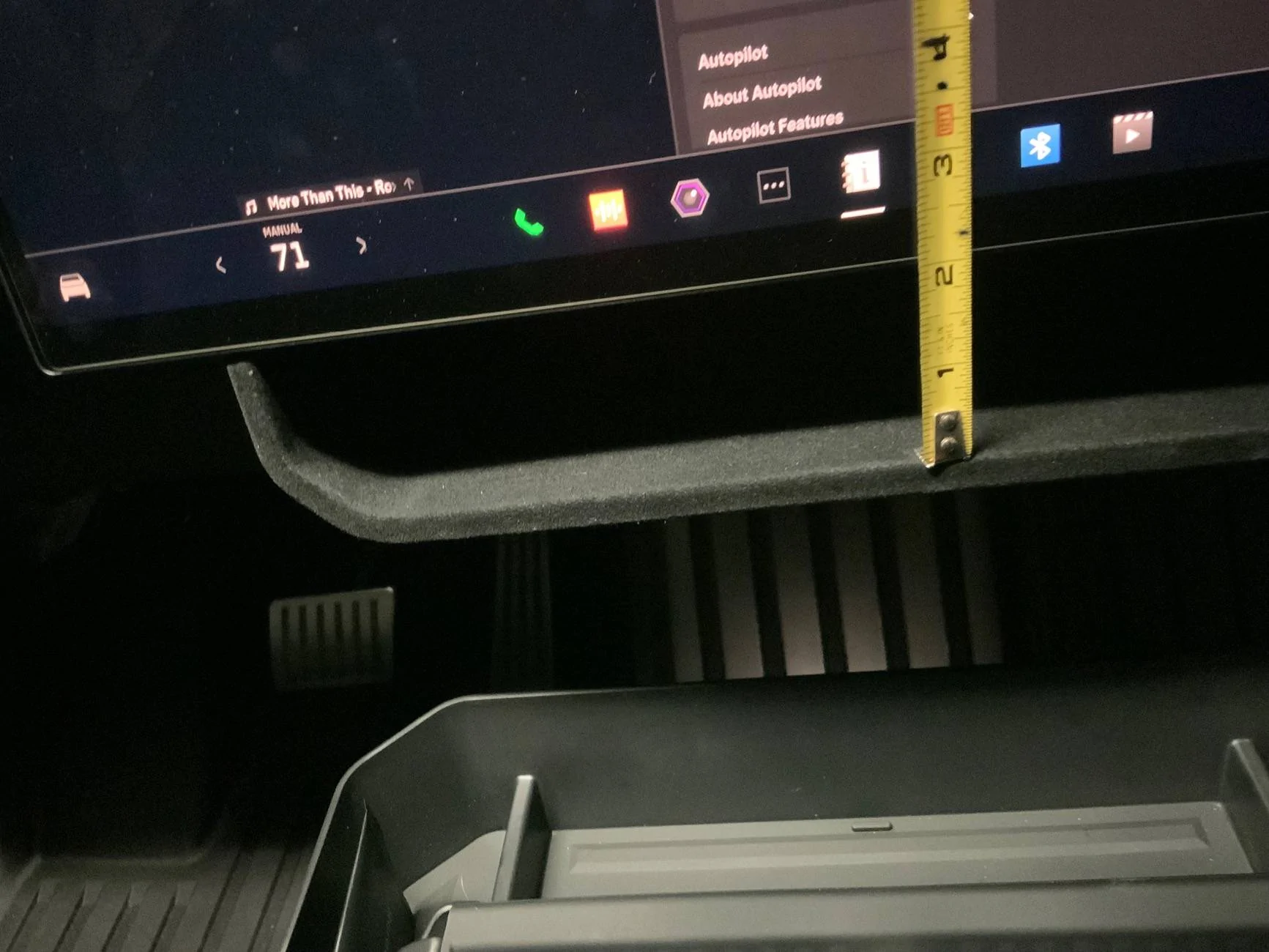 Tesla Cybertruck Lower LCD Screen Shelf IMG_1892