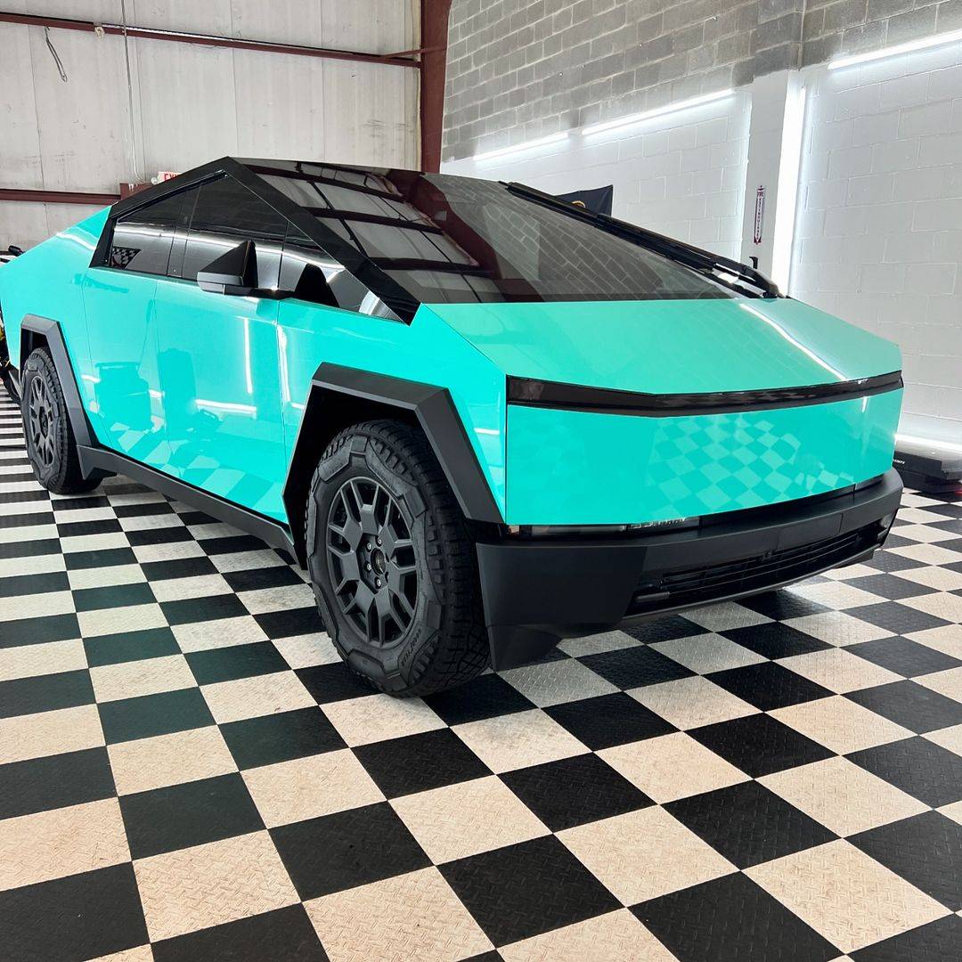 Tesla Cybertruck (Pure PPF) Teal Topaz Paint Protection Film on Cybertruck wrapped by Pro Detailers Hovig 458738034_505048055466293_3583939430880664479_n