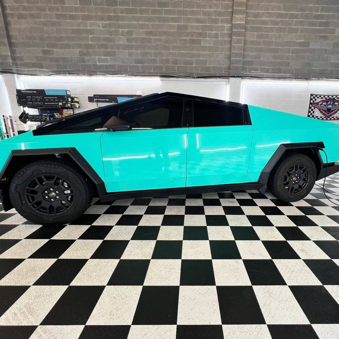 Tesla Cybertruck (Pure PPF) Teal Topaz Paint Protection Film on Cybertruck wrapped by Pro Detailers Hovig 459101509_393577346881035_9138296571480177310_n