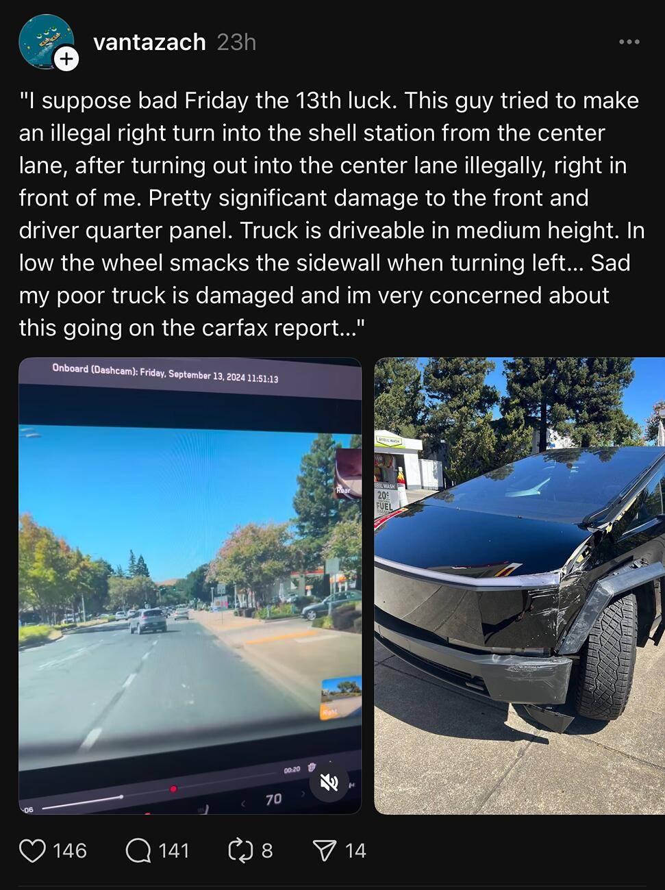 Tesla Cybertruck Bat Mobile Cybertruck Crash 😔 Caught on Video 1726575499921-gn