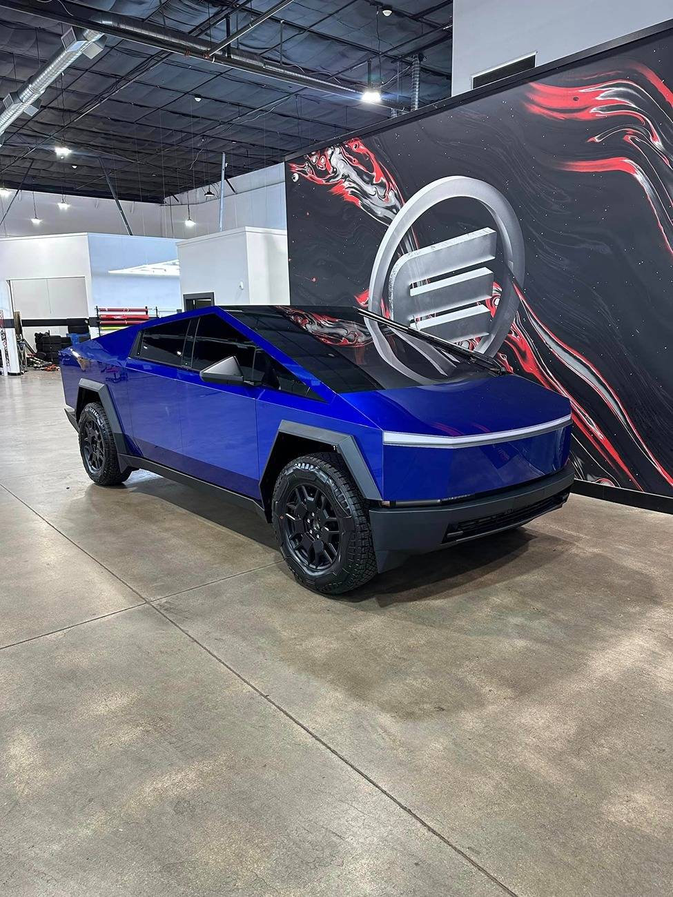 Tesla Cybertruck BLUE / BLURPLE / PURPLE Vinyl Wrap & PPF Cybertruck -- Photos & Videos Bright Gloss Candy Blue Cybertruck wrap 1