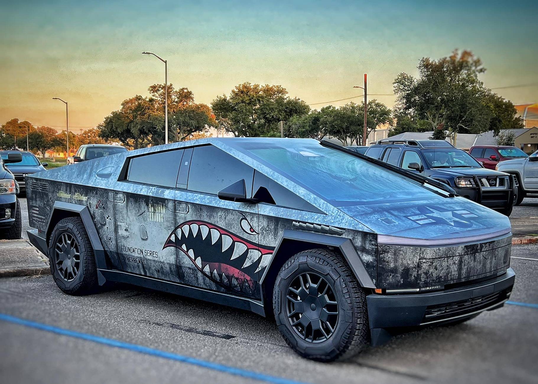 Tesla Cybertruck CUSTOM GRAPHICS / DESIGN / THEME Vinyl Wrap & PPF Cybertruck -- Photos & Videos fighter plane wra