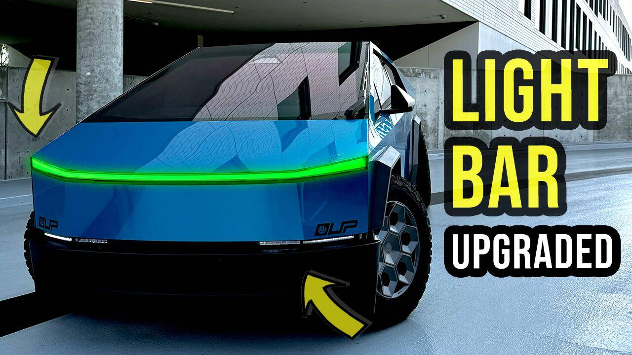 Tesla Cybertruck "Nemesis" DRL front light bar adjustable color mod by SW Lights! Color changing via phone app lig2htcar