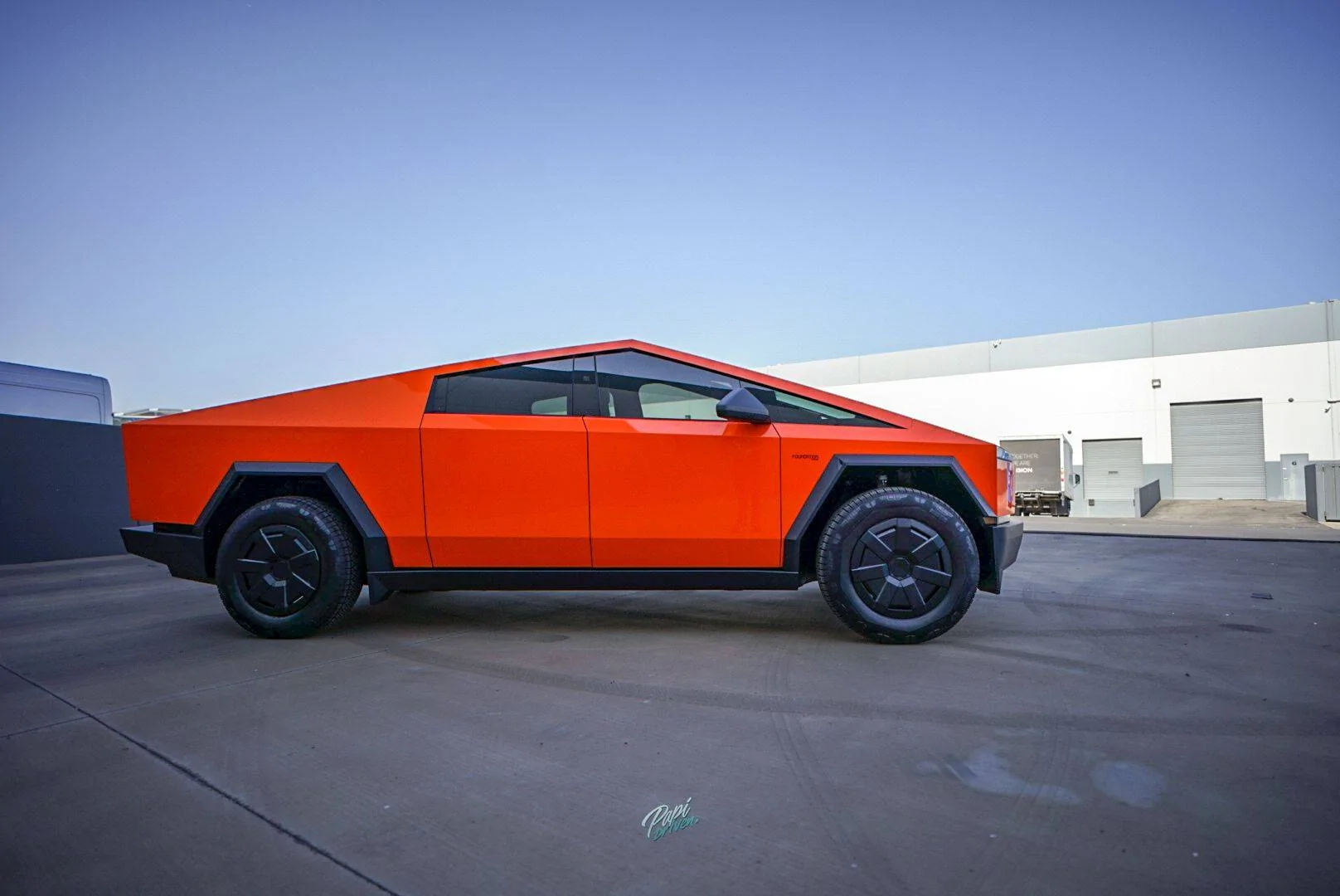 Tesla Cybertruck ORANGE Vinyl Wrap & PPF Cybertruck -- Photos & Videos UPPF Sunrise Orange PPF Wrap Cybertruck 2