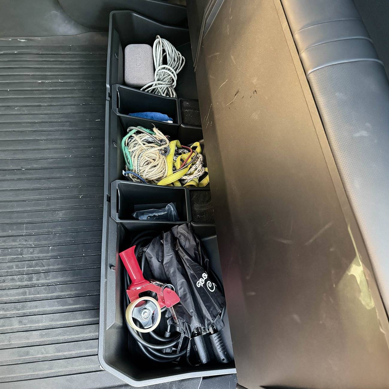 Tesla Cybertruck 🚀 Keep Your Cybertruck Organized with Yeslak’s Underseat Storage Bin! 🛠️🎣 Cybertruck Underseat Storage Bin with