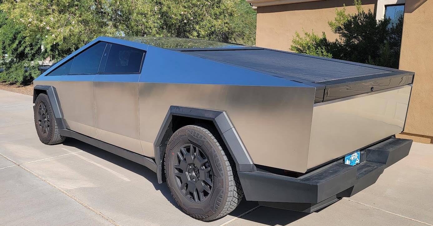 Tesla Cybertruck Matching the stainless steel finish (door hole mirror delete covers) 1727023876527-wf