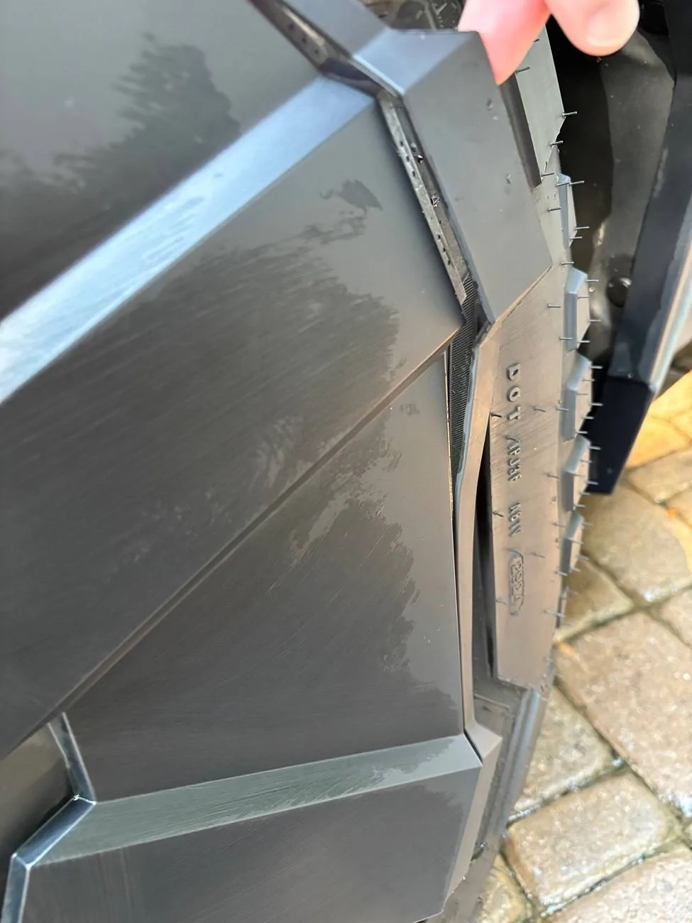 Tesla Cybertruck New wheel cover trim separating! IMG_1916