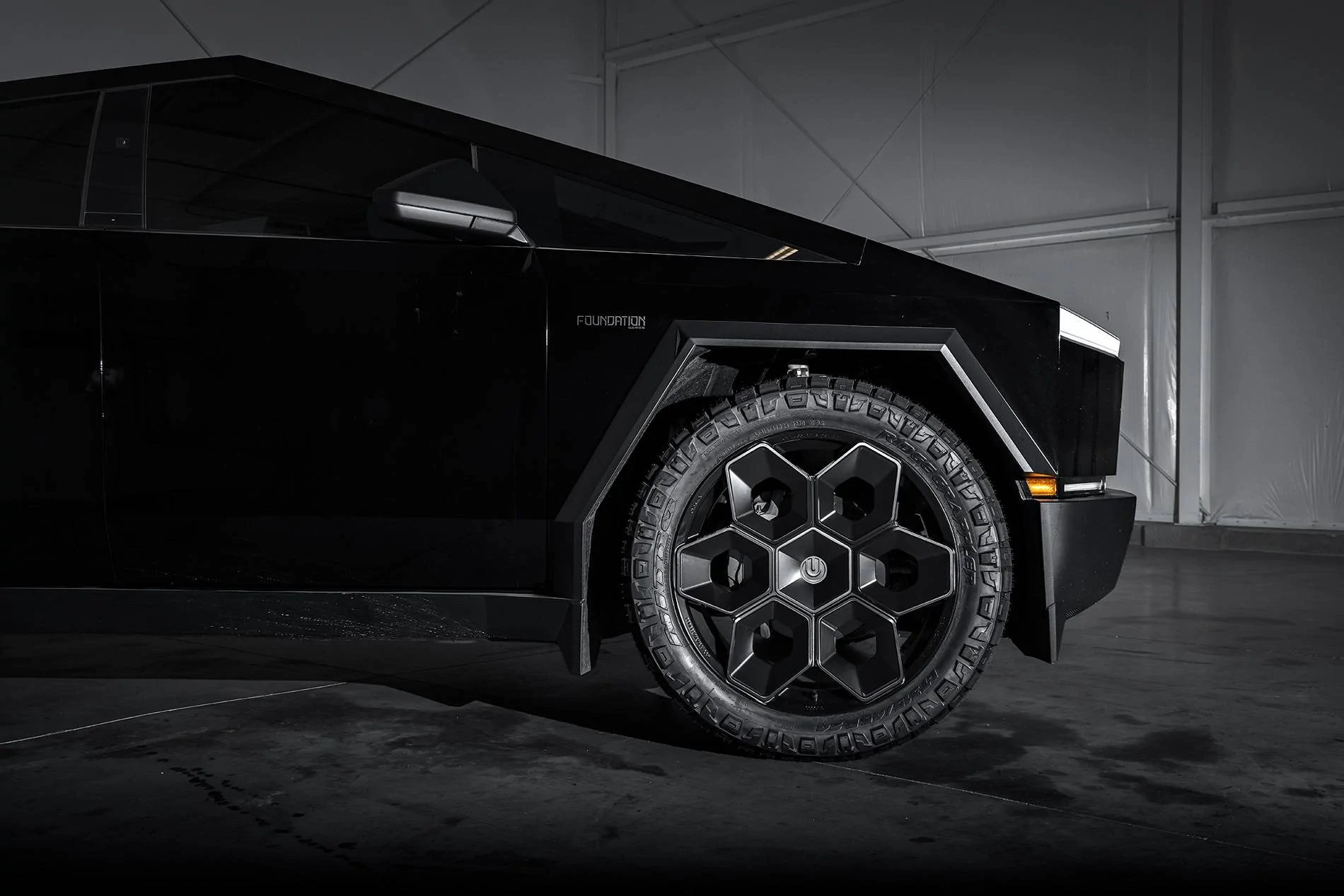 Tesla Cybertruck Customer Highlight: Satin Black 24" CYBRHEX Wheels and Gloss Black Pure PPF Tesla Cybertruck 24 inch Cybrhex Wheels Satin Black Unplugged Performance 1920px Image  (3) 1