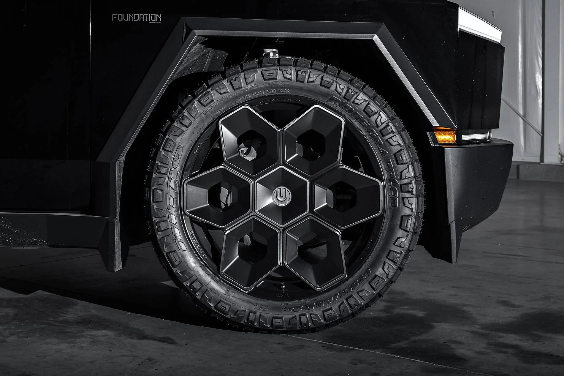 Tesla Cybertruck Customer Highlight: Satin Black 24" CYBRHEX Wheels and Gloss Black Pure PPF Tesla Cybertruck 24 inch Cybrhex Wheels Satin Black Unplugged Performance 1920px Image  (6) 1