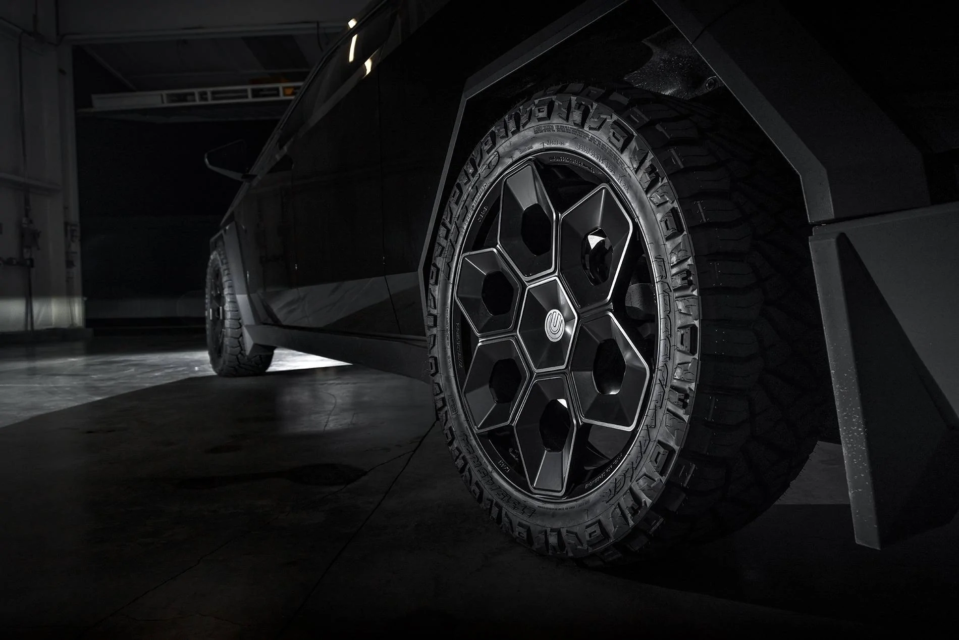 Tesla Cybertruck Customer Highlight: Satin Black 24" CYBRHEX Wheels and Gloss Black Pure PPF Tesla Cybertruck 24 inch Cybrhex Wheels Satin Black Unplugged Performance 1920px Image  (5)