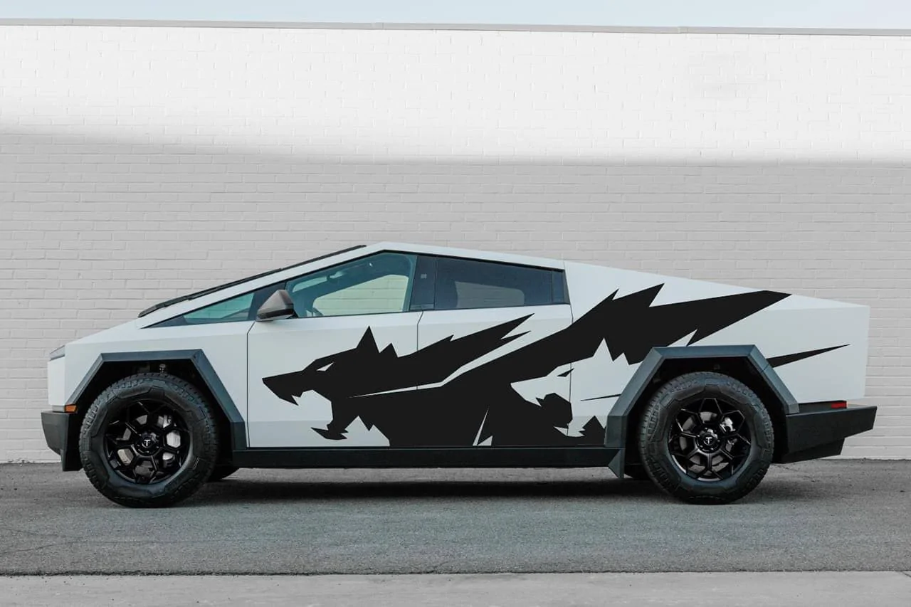Tesla Cybertruck CUSTOM GRAPHICS / DESIGN / THEME Vinyl Wrap & PPF Cybertruck -- Photos & Videos cyberbeast cerberus cybertruck custom design wra