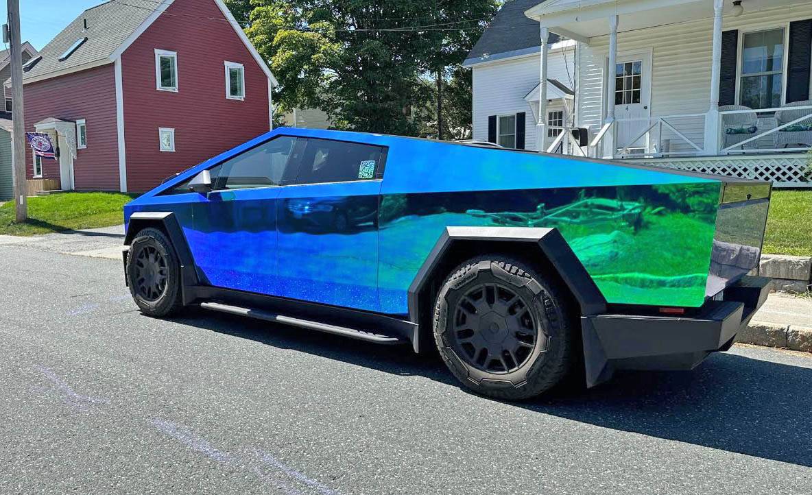 Tesla Cybertruck COLOR SHIFT / FADE / CHAMELEON Vinyl Wrap & PPF Cybertruck -- Photos & Videos rainbow chrome tesla cybertruck blue green