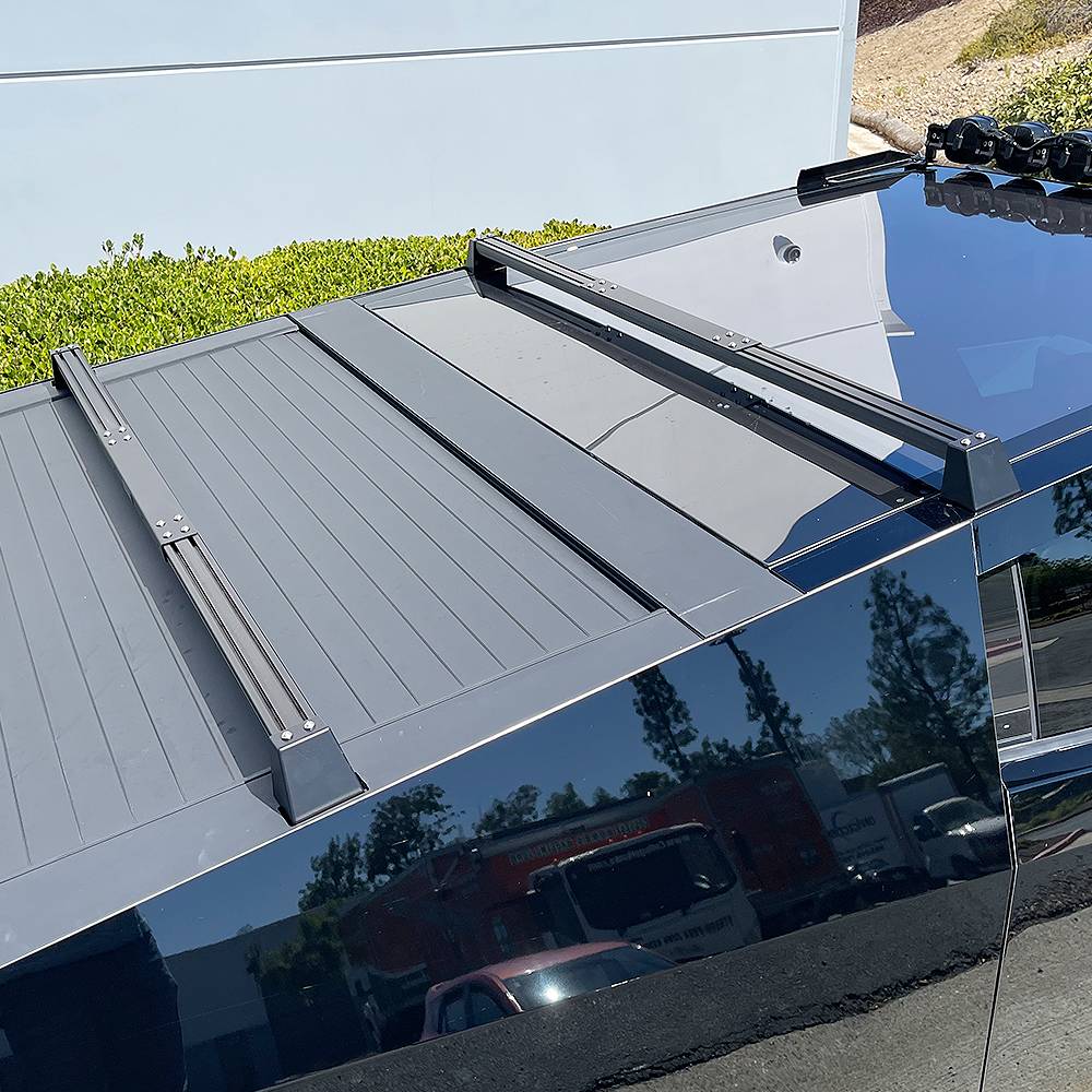 Tesla Cybertruck 🏄‍♂️ NEW CYBERTRUCKco Light-Duty Adjustable Crossbars Available now! tesla cybertruck adjustable crossbars from cybertruckco-2