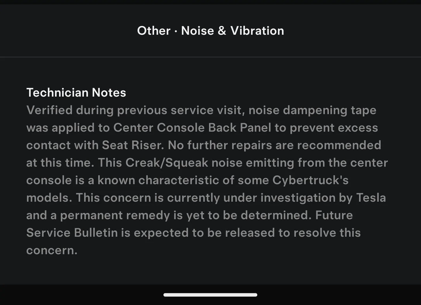 Tesla Cybertruck Anyone fixed the interior creak? Screenshot_20240923-142946~2