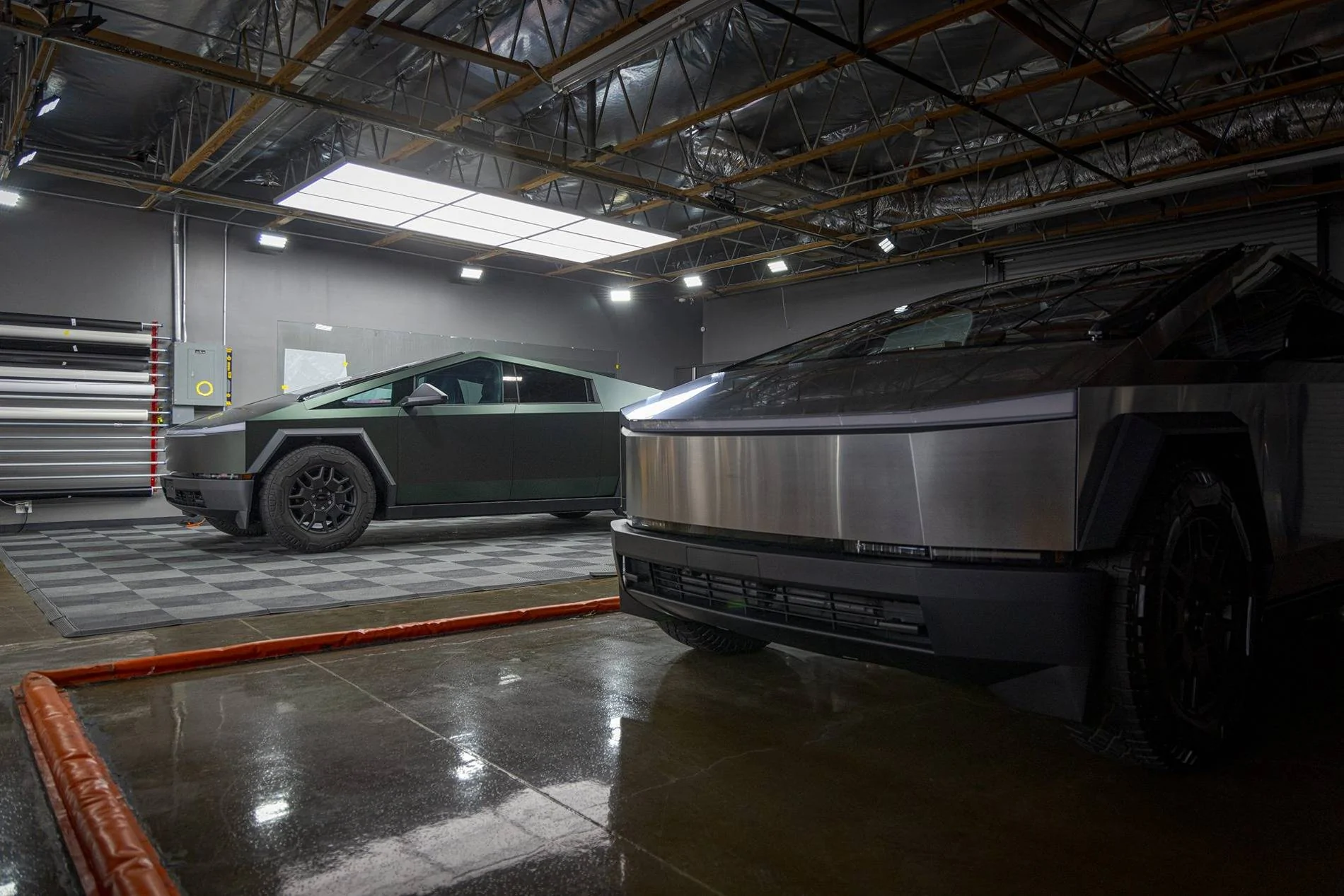 Tesla Cybertruck GREEN Vinyl Wrap & PPF Cybertruck -- Photos & Videos Pure PPF Satin Forest Green color PPF wrap Cybertruck 4