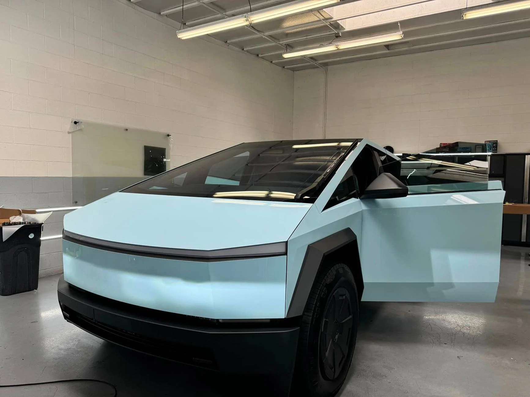 Tesla Cybertruck BLUE / BLURPLE / PURPLE Vinyl Wrap & PPF Cybertruck -- Photos & Videos powder-blue-pure-ppf-wrap-cybertruck-3-jpg