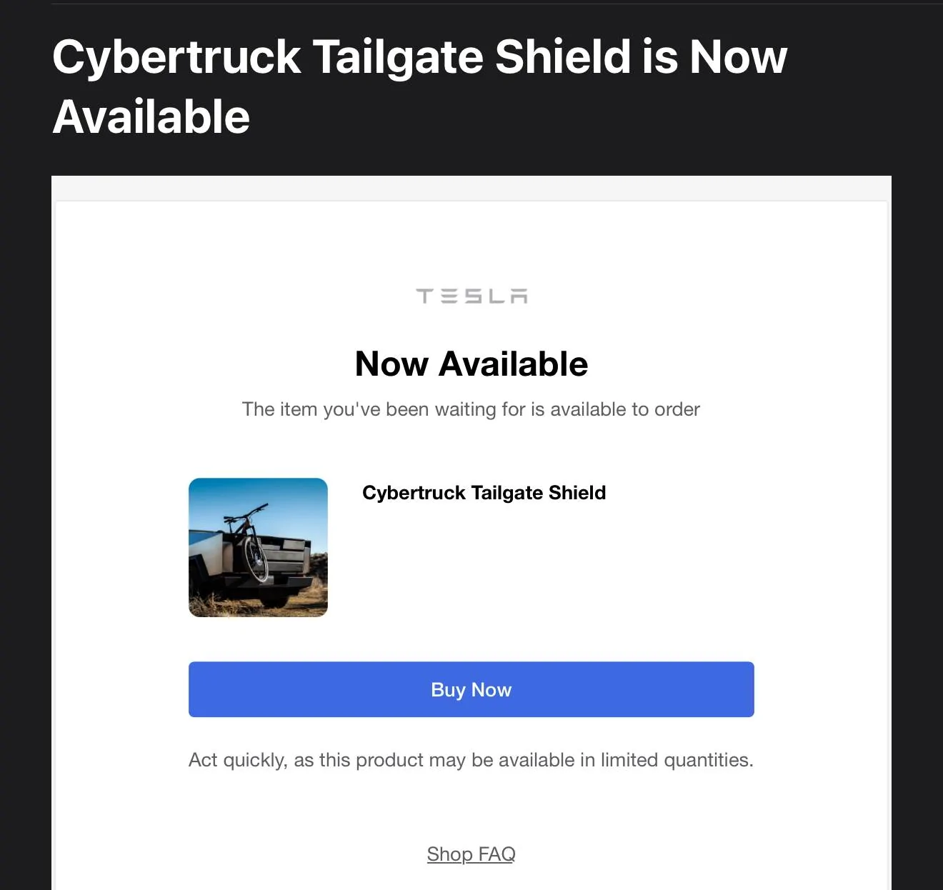 Tesla Cybertruck Tailgate Shield back in stock (Tesla Shop) IMG_2714