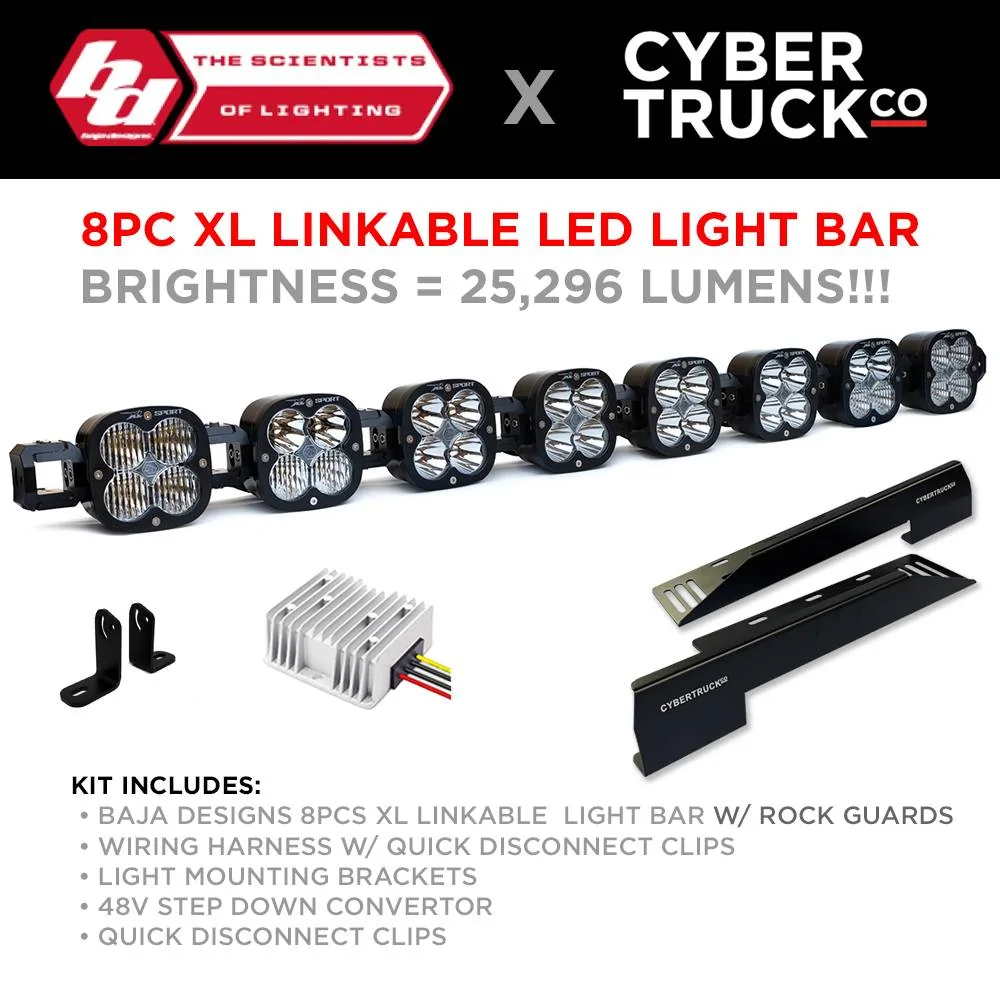 Tesla Cybertruck Compilation: Off-Road Aftermarket Accessories & Parts tesla cybertruck baja designs 8pc linkable light bar from cybertruckco-0
